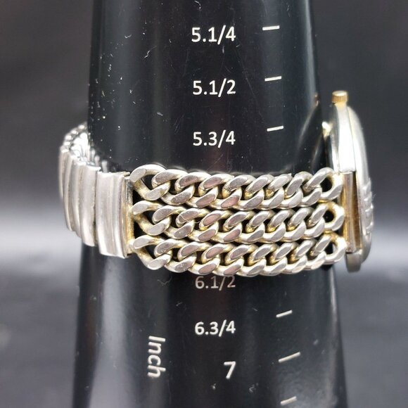 Vintage Cheval Two Tone Gold Silver Quartz Ladies Wristwatch With Unique Chain L - Picture 5 of 5